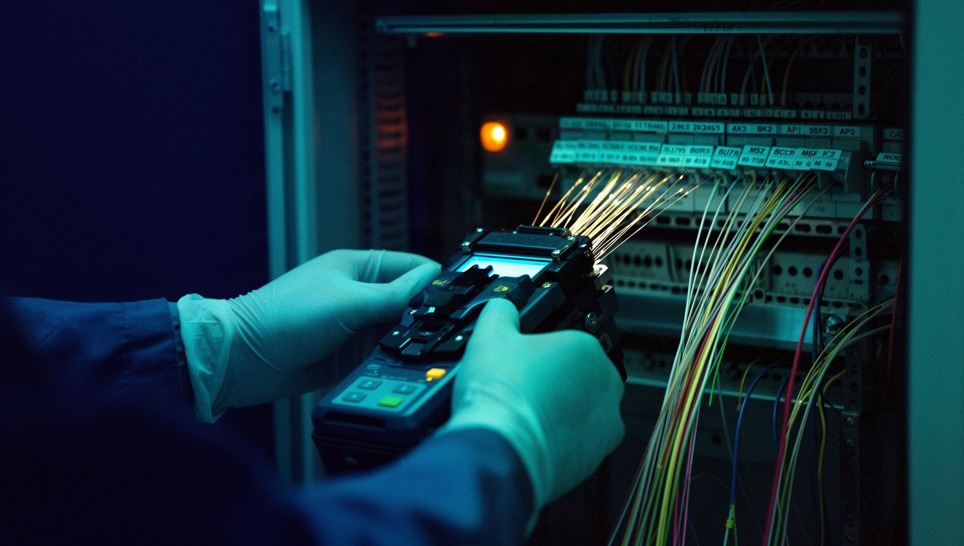 Soudure de fibre optique dans une armoire